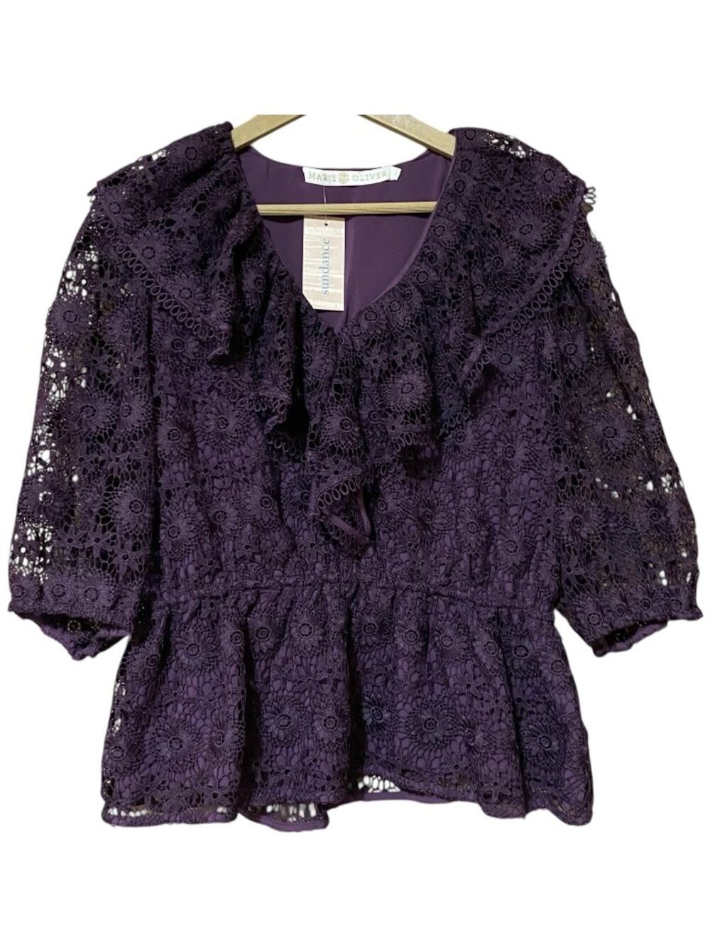 Sundance Marie Oliver Georgia Plum Lace Top 1/L NWT Boho Romantic Dark Femme